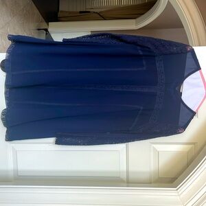 Navy Blue with lace sleeves